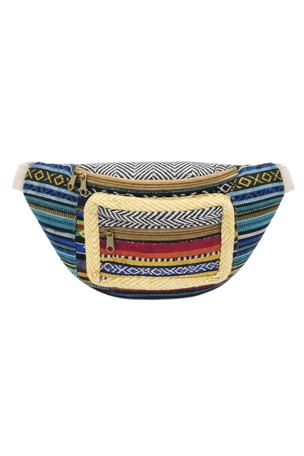 Boho Ethnic Cotton Waist Bag for Men & Women – Adjustable Strap Multi-Color Travel Fanny Pack with Zipper Closure-image-43