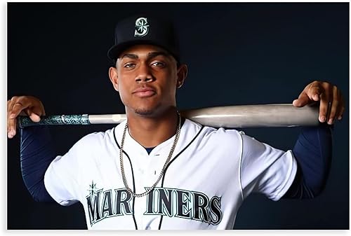 Julio Rodríguez - Póster en lienzo con diseño de estrellas de béisbol para decoración de pared, pintura para sala de estar, dormitorio, sin marco 12