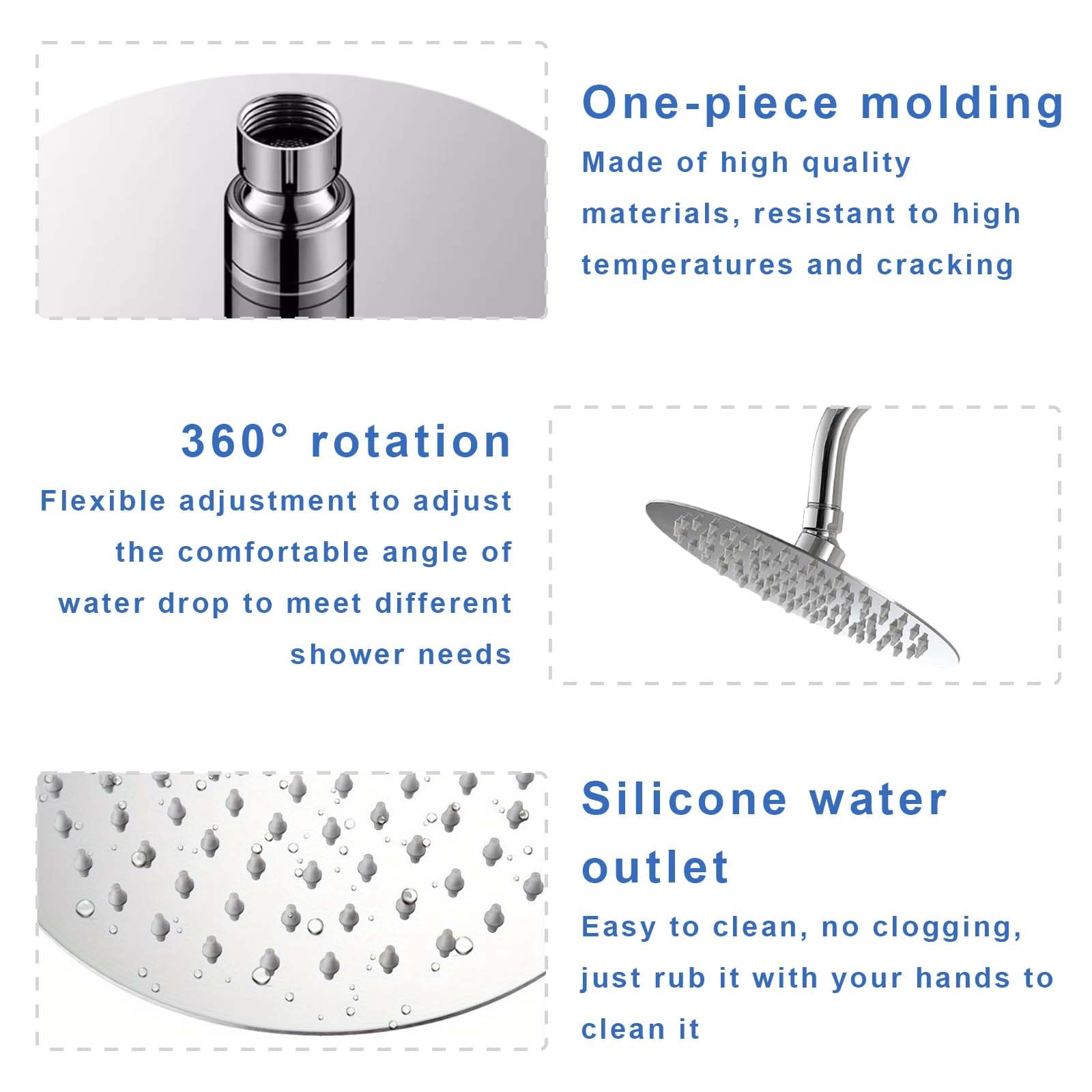 Rain Shower Head Made of Stainless Steel, Shower Head, Stainless Steel Shower Head, Adjustable Rain Shower, 8 Inches - Image 3