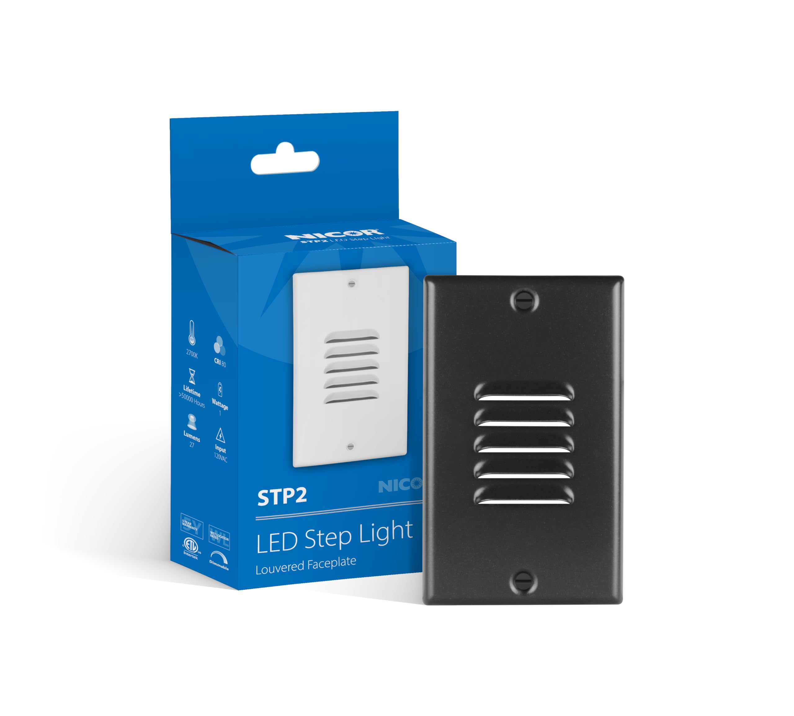 NICOR Lighting STP2 Vertical Louvered Black LED Step Light (STP2L120VBK)