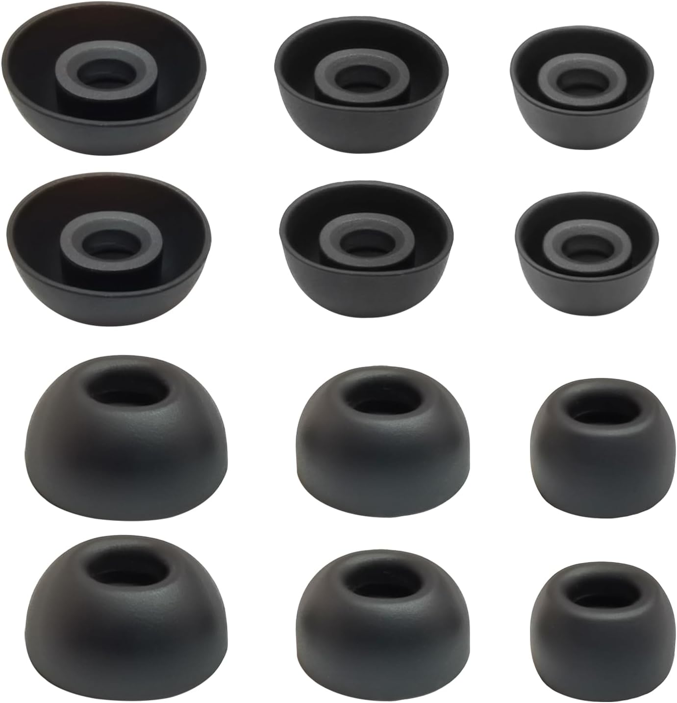 Replacement Earbuds Tips Universal True Wireless Earbuds 4.0mm-6.0mm Nozzle Silicone Ear Tips 6 Pairs LMS Black