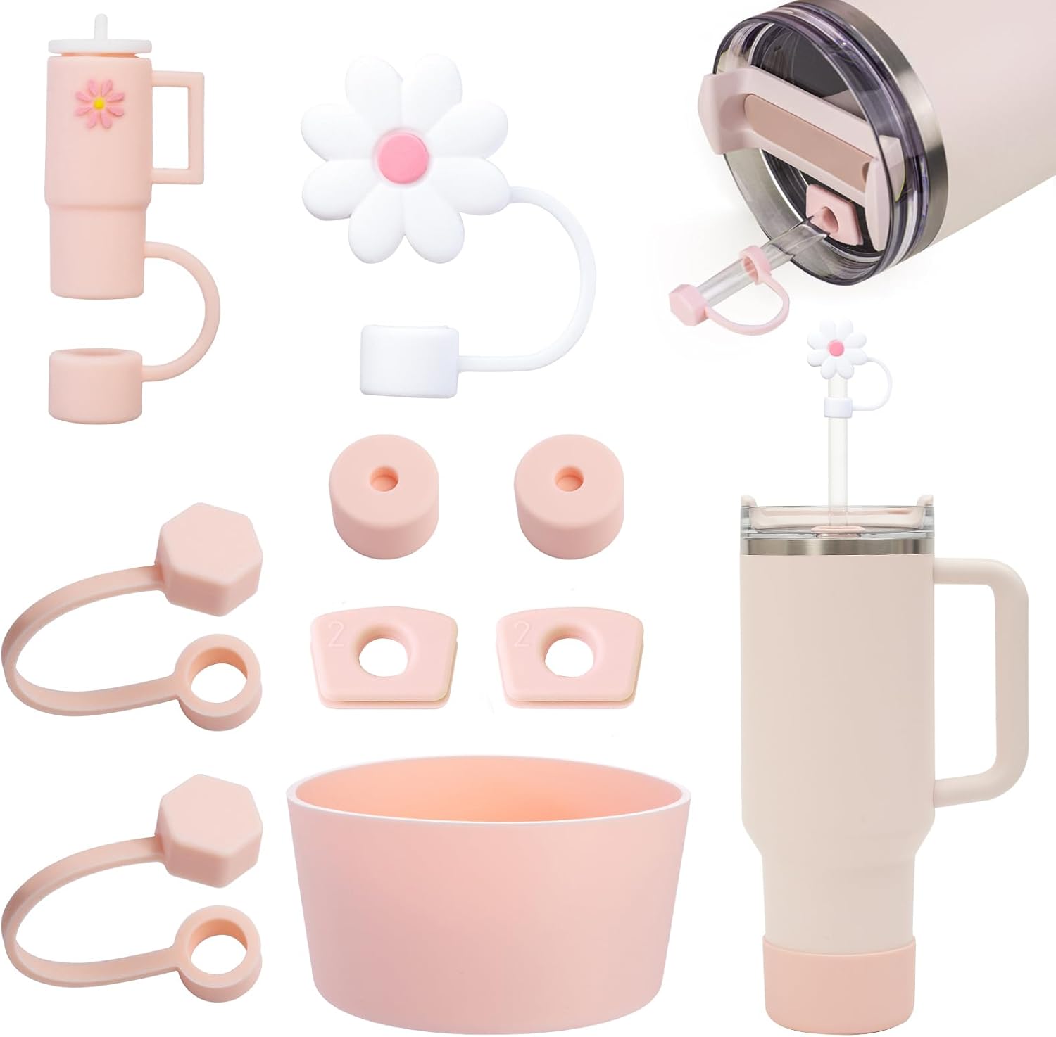 Kit Accessoires Pour Tasse Stanley – Housse Silicone, Couvercles Paille & Bouchons Anti-Fuite