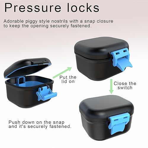 Miniatura 4 de BVN Estuche de prótesis a prueba de fugas, taza de dentadura para remojar dentaduras, estuche de limpieza de retenedores Negro y Caso de prótesis