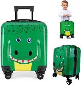 Mala de Viagem Infantil com Rodinhas 360°, Design Jacaré, Material ABS Rígido