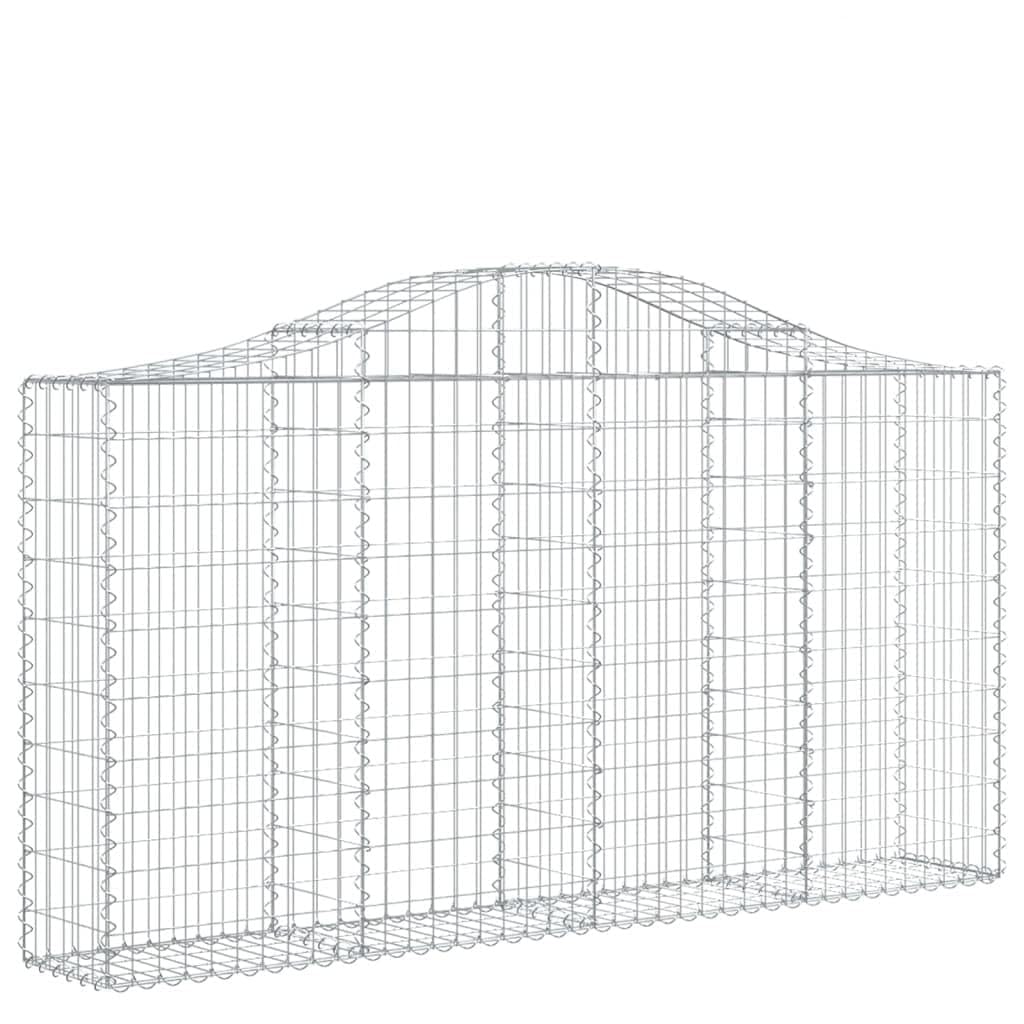 Yngbhfnop Silver Arched Gabion Baskets 9 Pcs 200X30x100/120 Cm Galvanised Iron, Sound Insulating Decorative Garden Fence, Corrosion Resistant Stone Retaining Wall, Durable Rock Cage For Patio Backyard