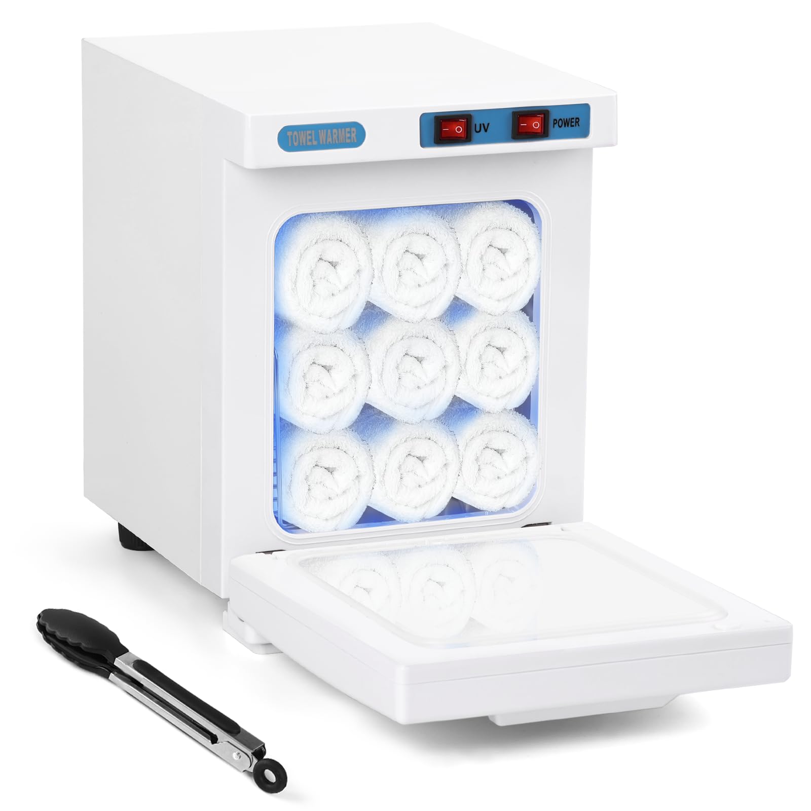 iklestar Handtuchwärmer, 5L Handtuchheizschrank mit Clip, Tragbare kleine Handtuchheizbox uv-licht sterilisator für Gesichtsbehandlungen, SPA, Schönheitssalon, Friseur, Kosmetiker, Weiß