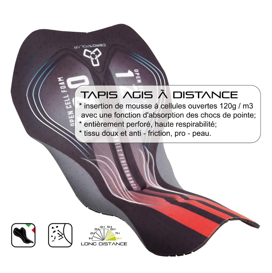 CEROTIPOLAR Cuissard Vélo Homme à Bretelles Longue Distance Gravel Pad Gel Agis Shield 120g/m² UPF50+