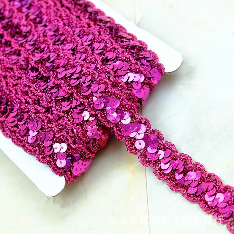Nastro In Pizzo Con Paillettes Da 10 M, Larghezza 12 Mm, Per Cucito E Fai-da-te, Decorazioni Per Abiti, Costumi E Matrimoni, Rosa