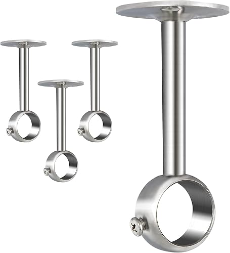 Miniatura 1 de KOVOSCH 4 Pack Stainless Steel Curtain Rod Brackets, 1 Inch Ceiling Mount Rod Holder, Heavy Duty Curtain Rod Brackets Rod Holder with Adjustable