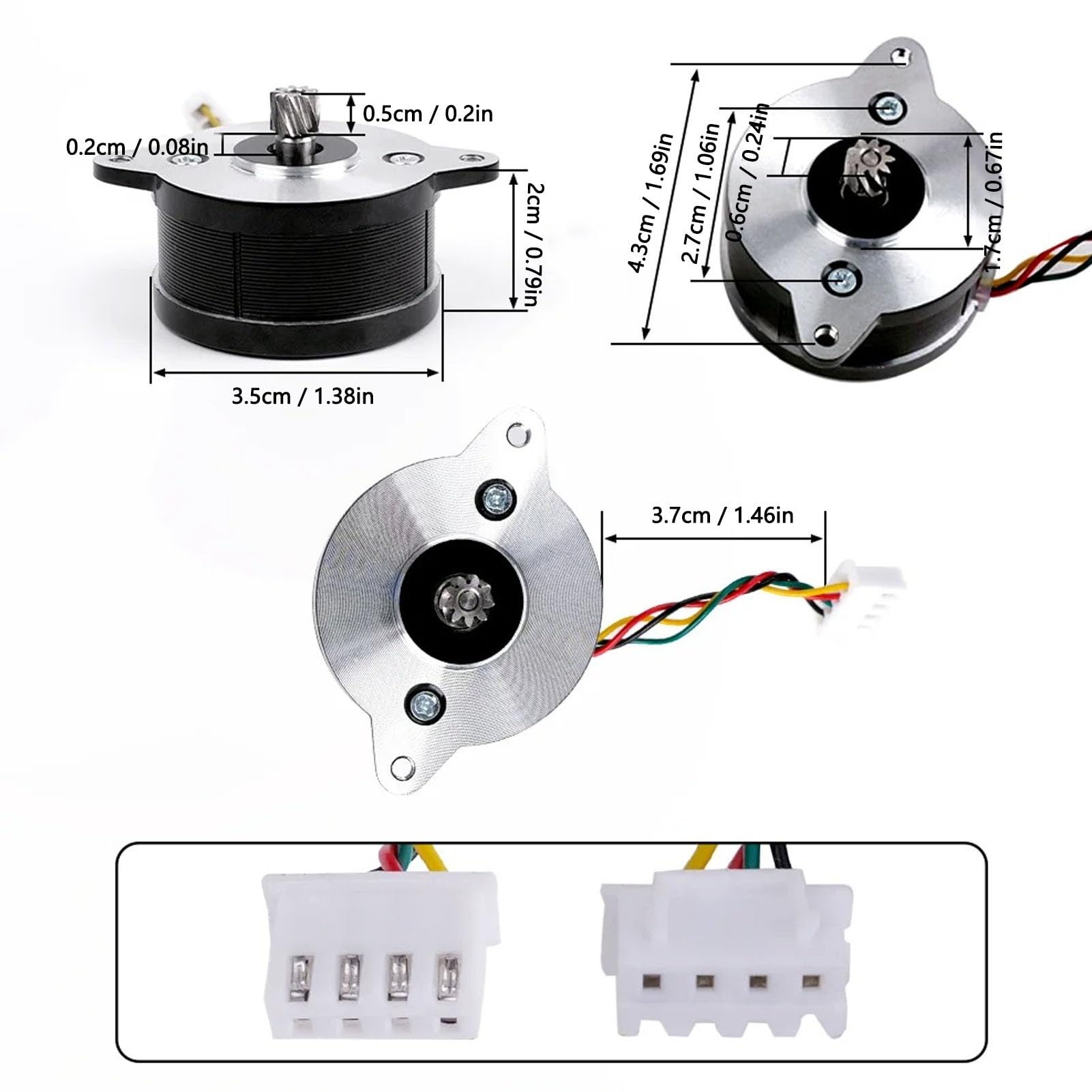 Goshyda Runder Schrittmotor 2PH 1,8 Schrittwinkel DC 2,4V 1A 9T Stirnradgetriebe 36mm für P1S 3D-Drucker-Extruder