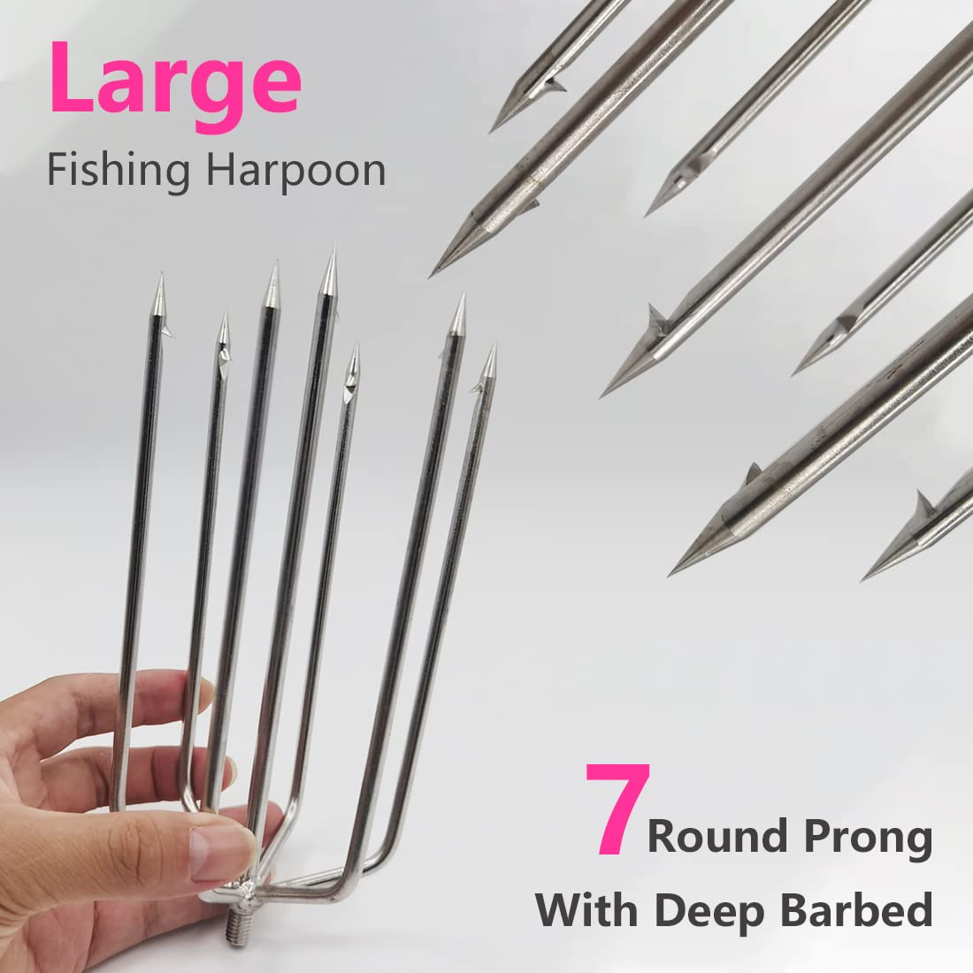 Dutiplus Große Angelharpune mit 7–11 Zinken, aus Edelstahl, Jagdfisch, Gaff, Gabelhaken mit 8 mm Schraube zum Fangen von großen Fischen, Maulwurf, großen Bullfrosch