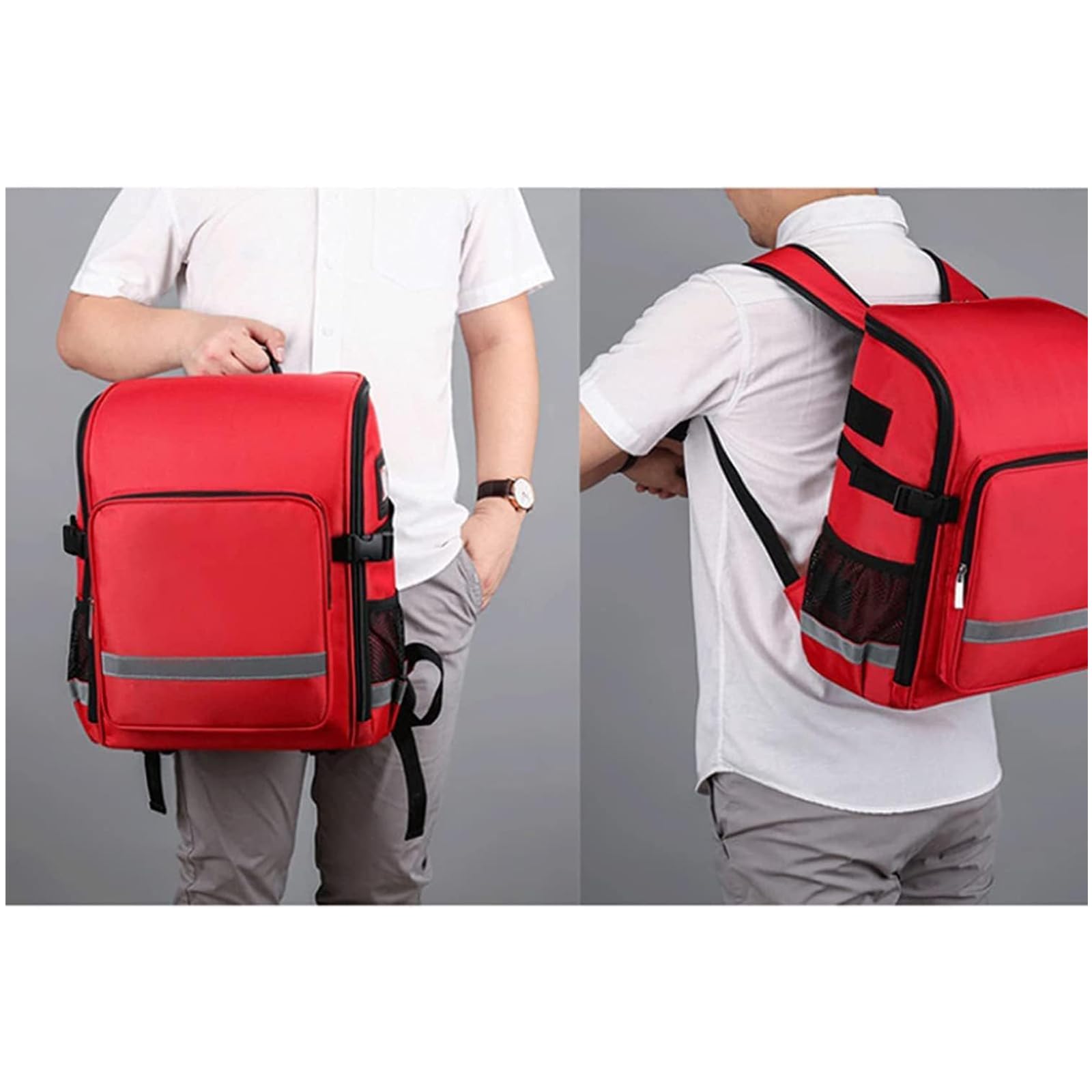 Kit de primeros auxilios portátil con suministros médicos esenciales para emergencias en el hogar, oficina, campamento y lugar de trabajo, Red