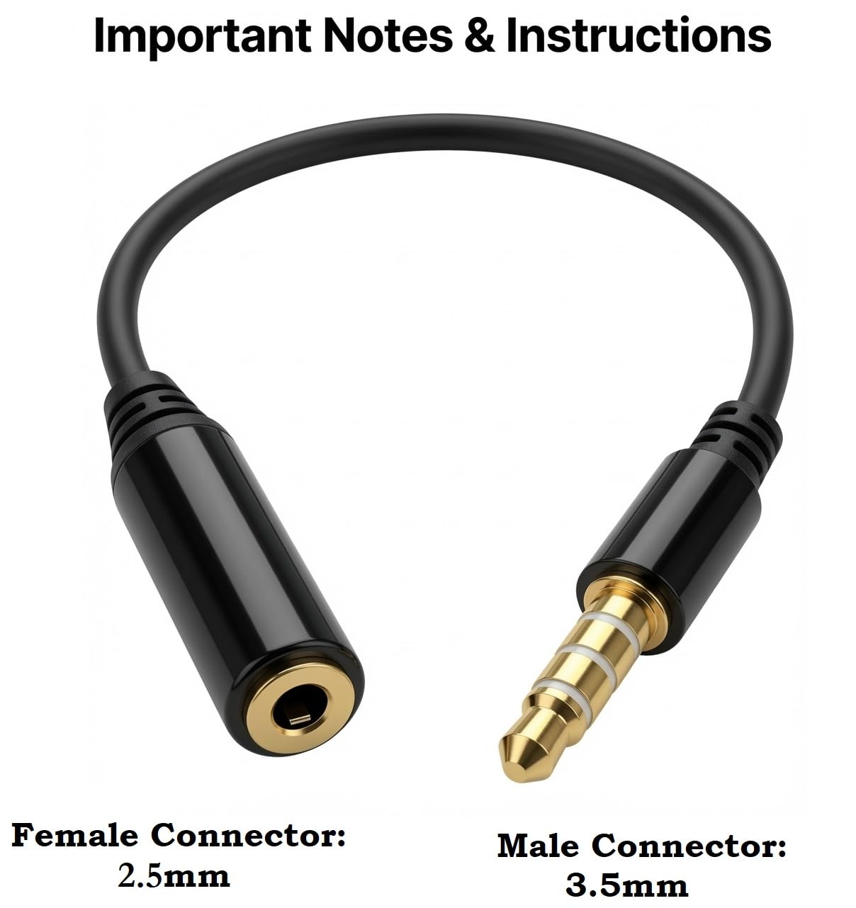 Adaptador de audio de 3,5 mm macho a 2,5 mm hembra para iPhone 6 / 6 Plus / 5S / 5C / 5 4S, iPad Air / Mini, Samsung Galaxy S6 / S5 / S4 / S3, Note 4 / 3 Nexus 4, HTC One, Nokia Lumia y la mayoría de smartphones y tabletas de 3,7 pulgadas