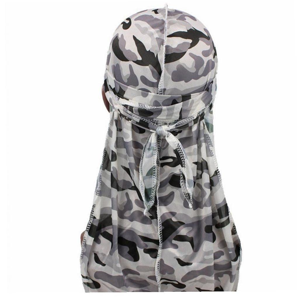 Onsinic Unisex As Shown Camo Head Wrap Satin Silk Bandana Hat Durag Rag Tail Headwrap Skull Turban Headwear For Sleeping