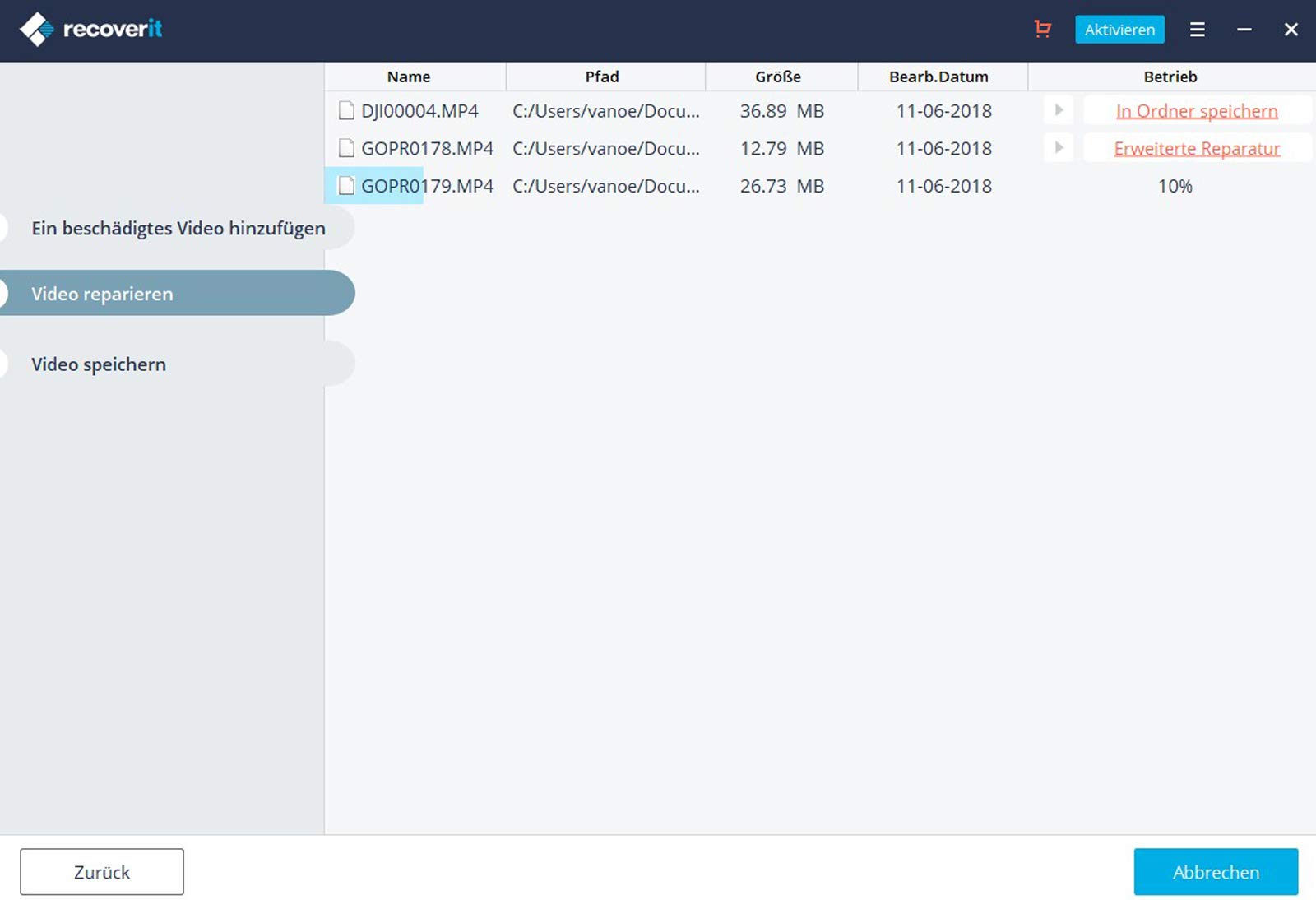 Wondershare - recoverit - Video Repair Tool - Lifetime - 1 Gerät für PC | PC Aktivierungscode per Email