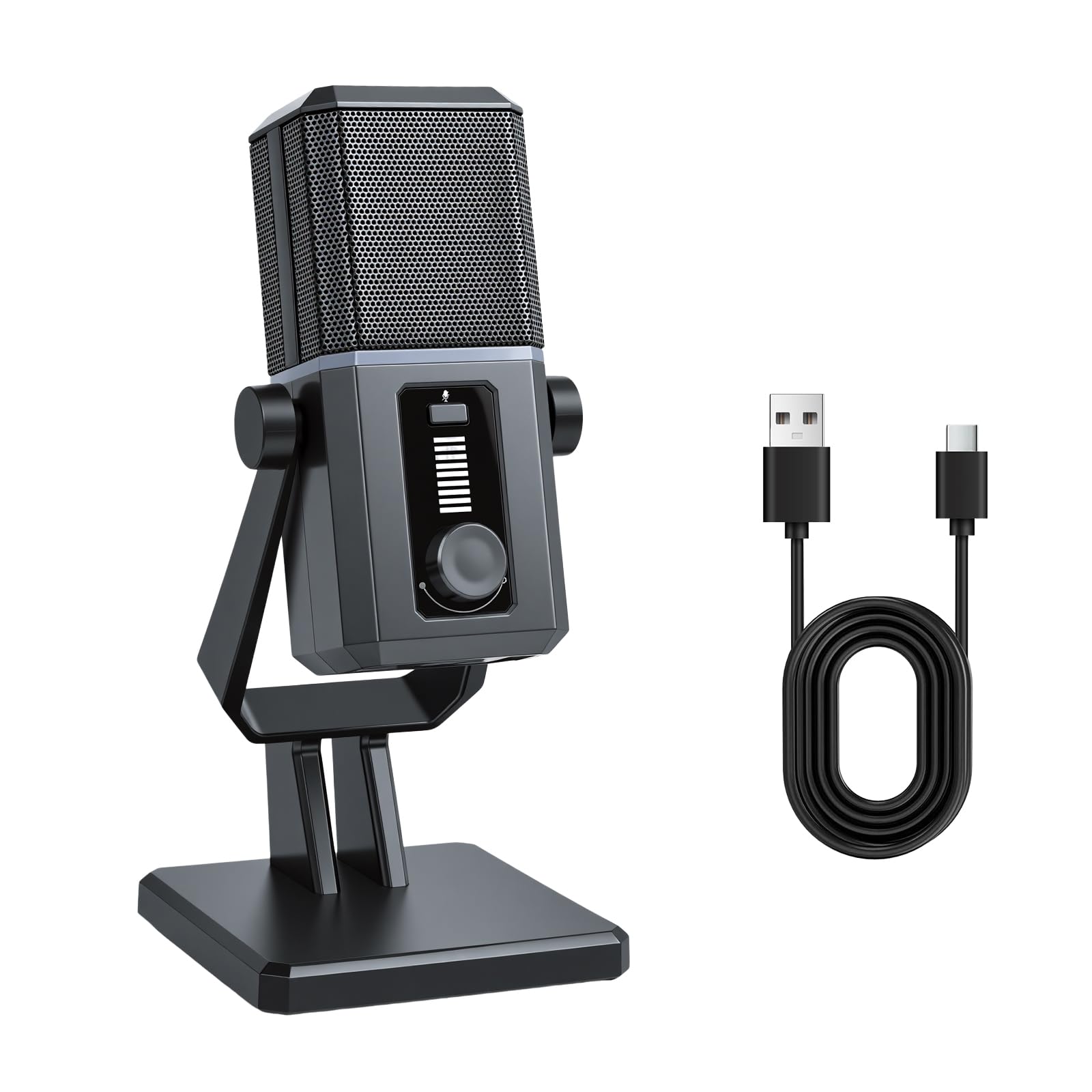 ELUTENG USB Gaming Microphone RGB Lighting Noise Cancelling | PC Streaming, 5ft USB to USB-C Cable, Desktop Mic, Podcasting, Singing, Recording, Meeting-image-31