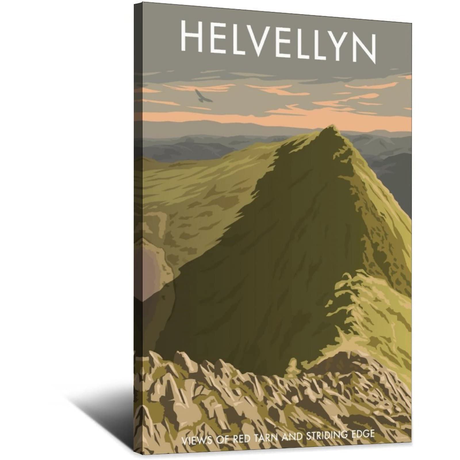 Vtgclt Frame-Style England Helvellyn Vintage Travel Posters Red Tarn And Striding Edge Canvas Painting Pictures Prints Wall Art For Bedroom Office Decor 12X18inch(30X45cm)