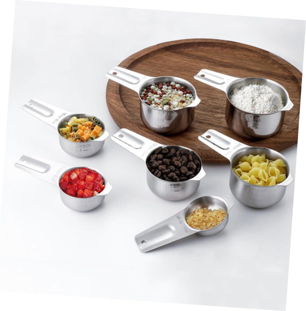 Cabilock 7pcs Stainless Steel Measuring Spoons Set with Markings for Precise Baking and Cooking Space-saving Design for Kitchen Use