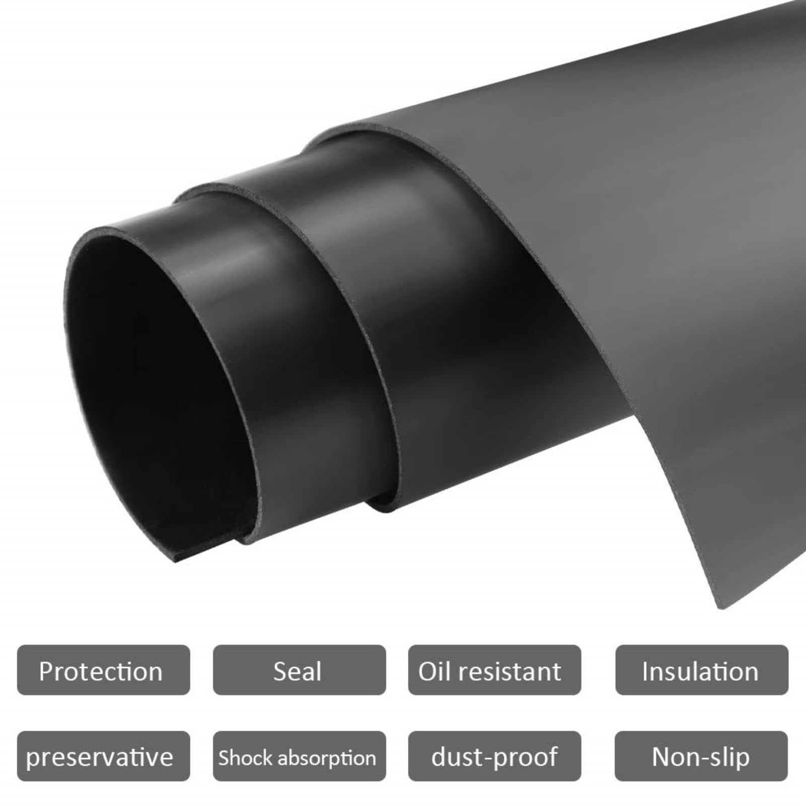 Feuille en caoutchouc nitrile résistant à la chaleur et aux huiles, 500 x 500 mm, épaisseur 1 mm à 5 mm, pour joints, bricolage, étanchéité, anti-vibration, antidérapant, insonorisant (2mm)