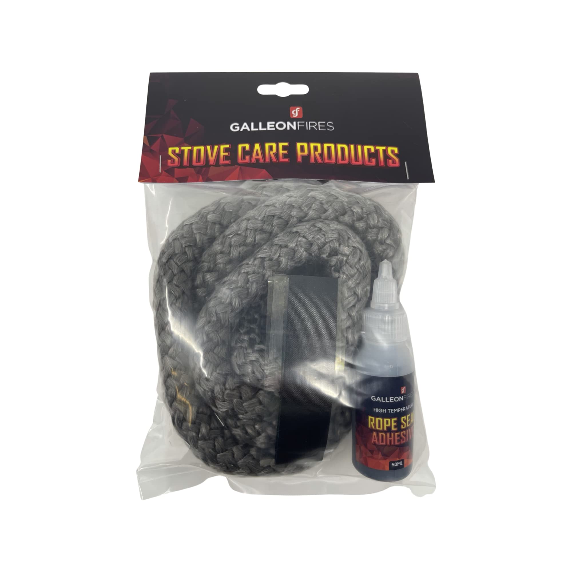 18mm Black Rope for Stove Door, Woodburning Replacement Rope Kit, Black Rope Seal Pack (with Large 50ml Super Seal Glue) 18mm x 2M