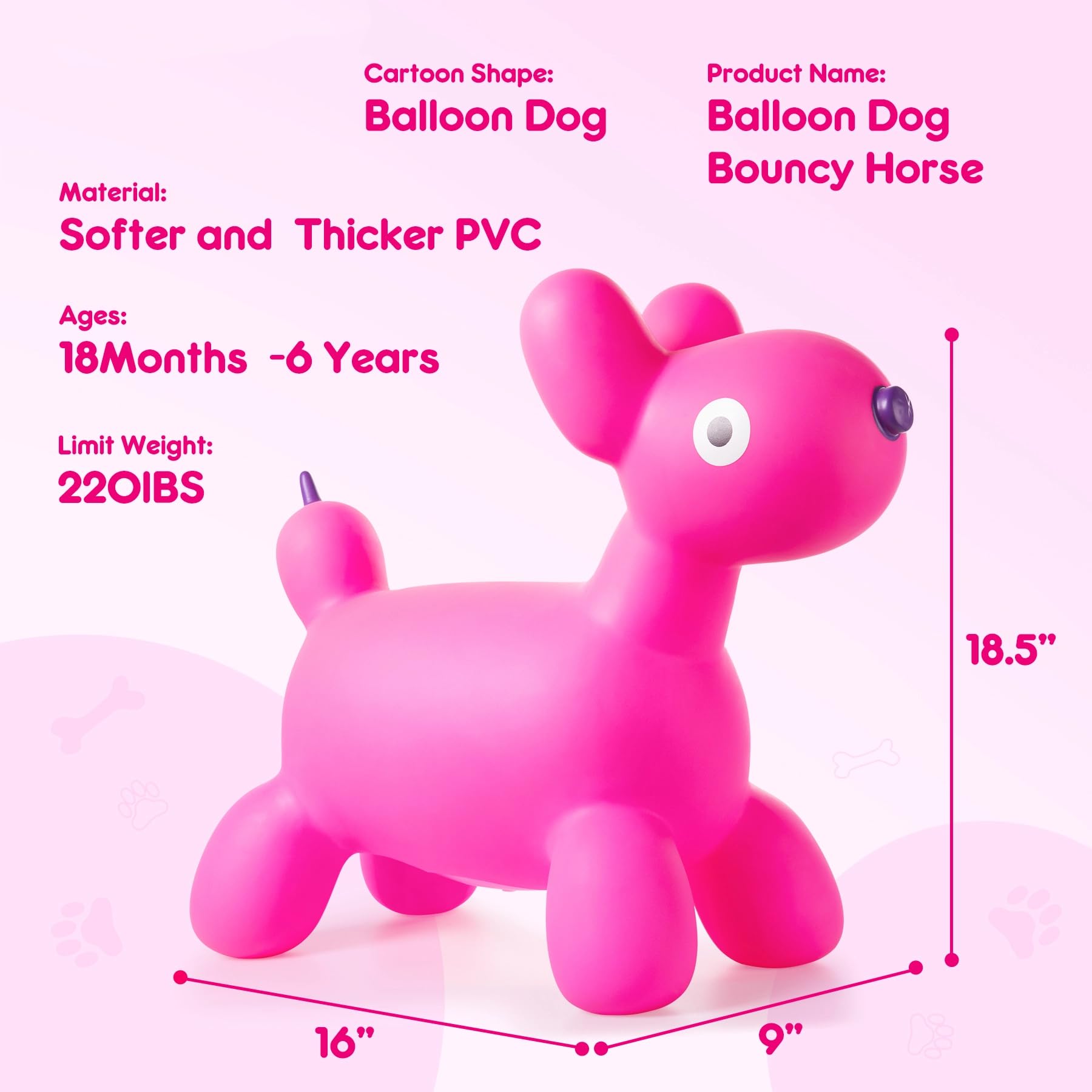 U&C Palnet Animal Hopper Dog Bouncy Dog Ride on Toy for Kids 18 Months -6 Years - Image 2