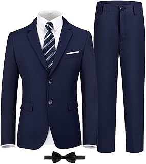 Boys Formal Suit Set Kids 5 Piece Suit Jacket Pants Set with Dress Shirt