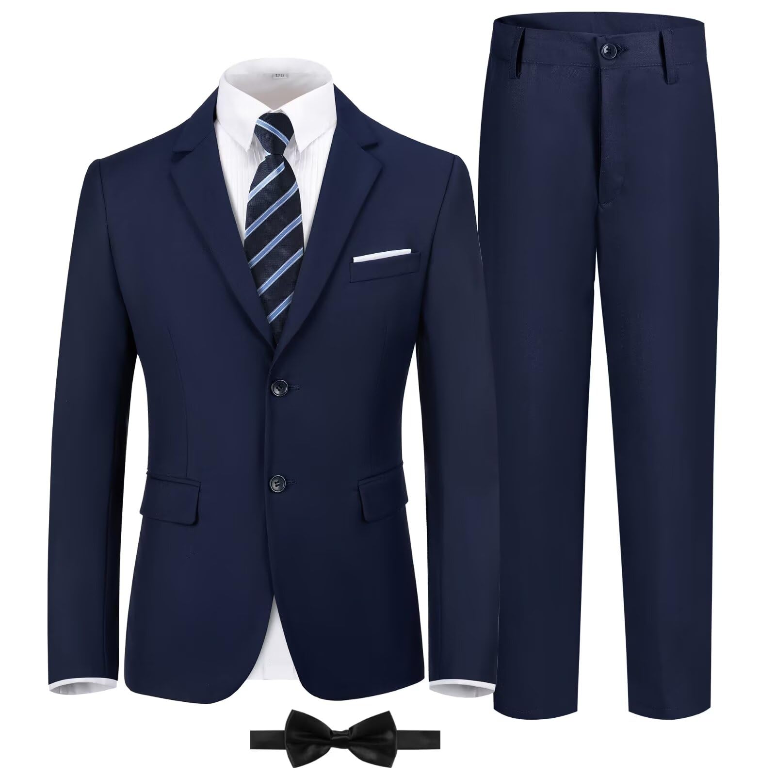 TAMIFLY Boys Formal Suit Set Kids 5 Piece Suit Jacket Pants Set with Dress Shirt and Tie Prom Wedding Tuxedo Suits