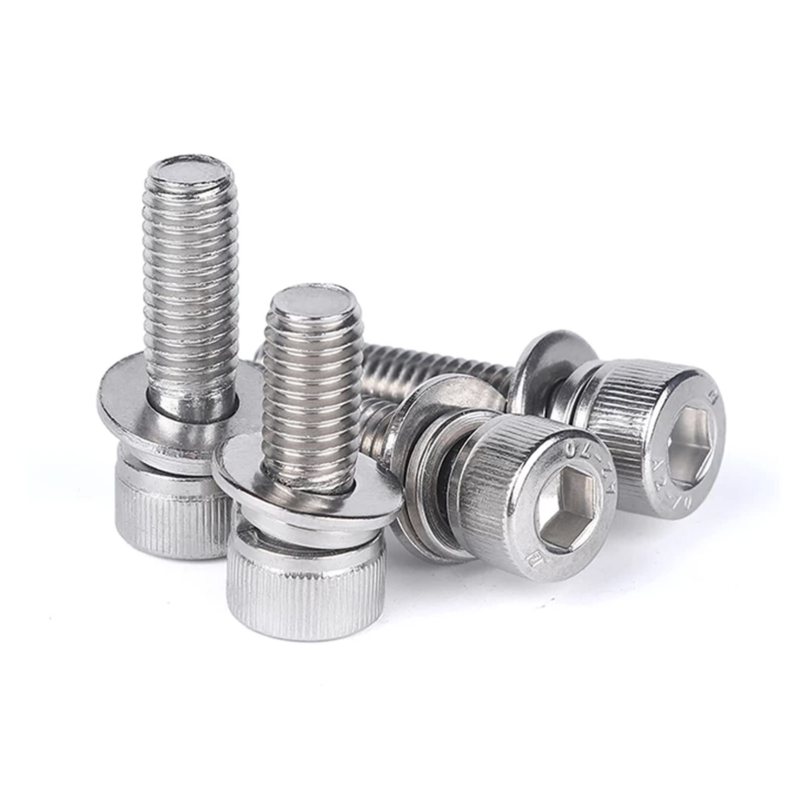 Youngran 520pcs M3 m4 m5 m6 Juego de Pernos de Cabeza de Taza de Tornillo de Cabeza de zócalo 304 Perno de Acero Inoxidable Allen con Arandelas Planas y nueces Kit de Surtido Leisurely