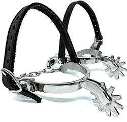 Par Espora Inox Cavalo Vaquejada Montaria Correia Couro Preta ABVAQ Profissional KLOPR