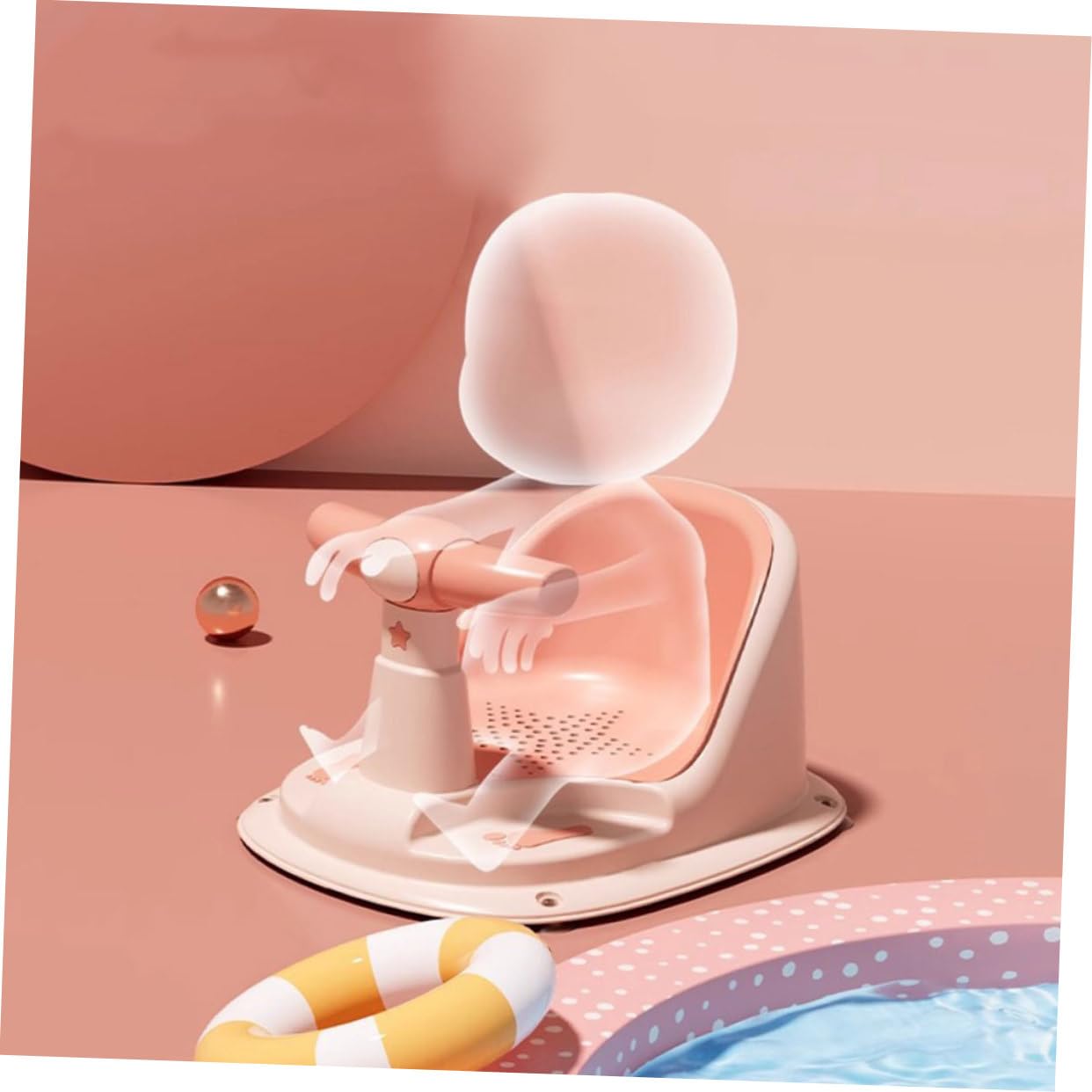 Rosa Babybadewannensitz für Babys und Kleinkinder aus Pp Tpe | Ergonomische Badehilfe, Sichere Sitzhilfe für Zuhause, Praktische Aufbewahrung, für Babys und Kleinkinder