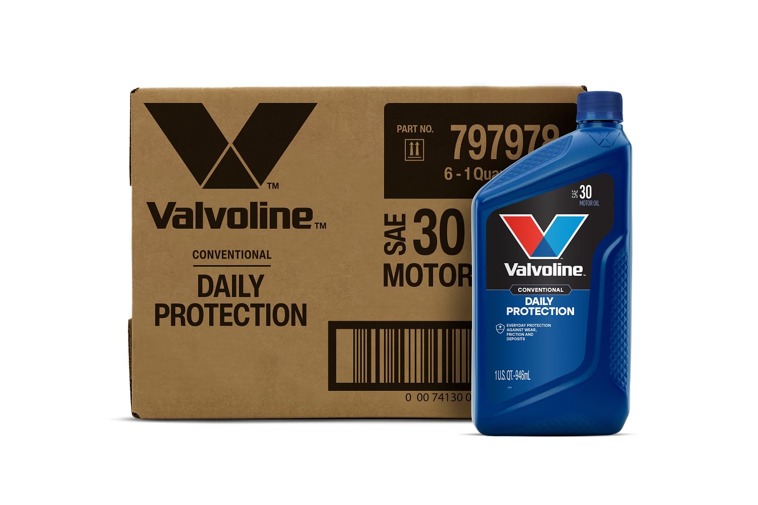Valvoline Daily Protection SAE 30 Conventional Motor Oil 1 QT, Case of 6