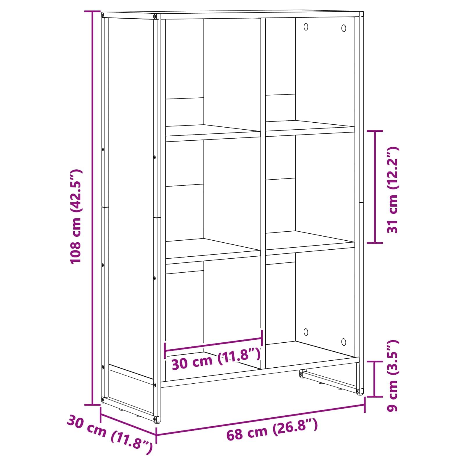 Libreria Sonoma, 99,5 x 30 x 108,5 cm, in legno, stile industriale, con 6 scomparti, per soggiorno, studio e ufficio, resistente, divisorio moderno, facile da pulire