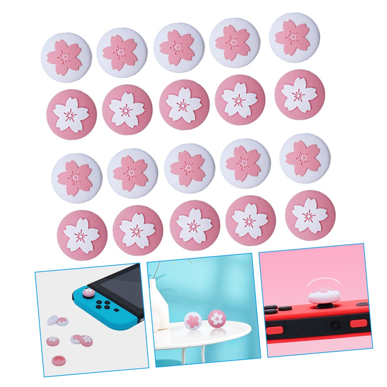 OUNONA 80piezas Cubiertas De Joystick Para Switch De Agarre Pulgar Diversos Estilos y Protección Antideslizante y Anti-rayaduras Para Consola Diseño De Flores Atractivo y Cómodo