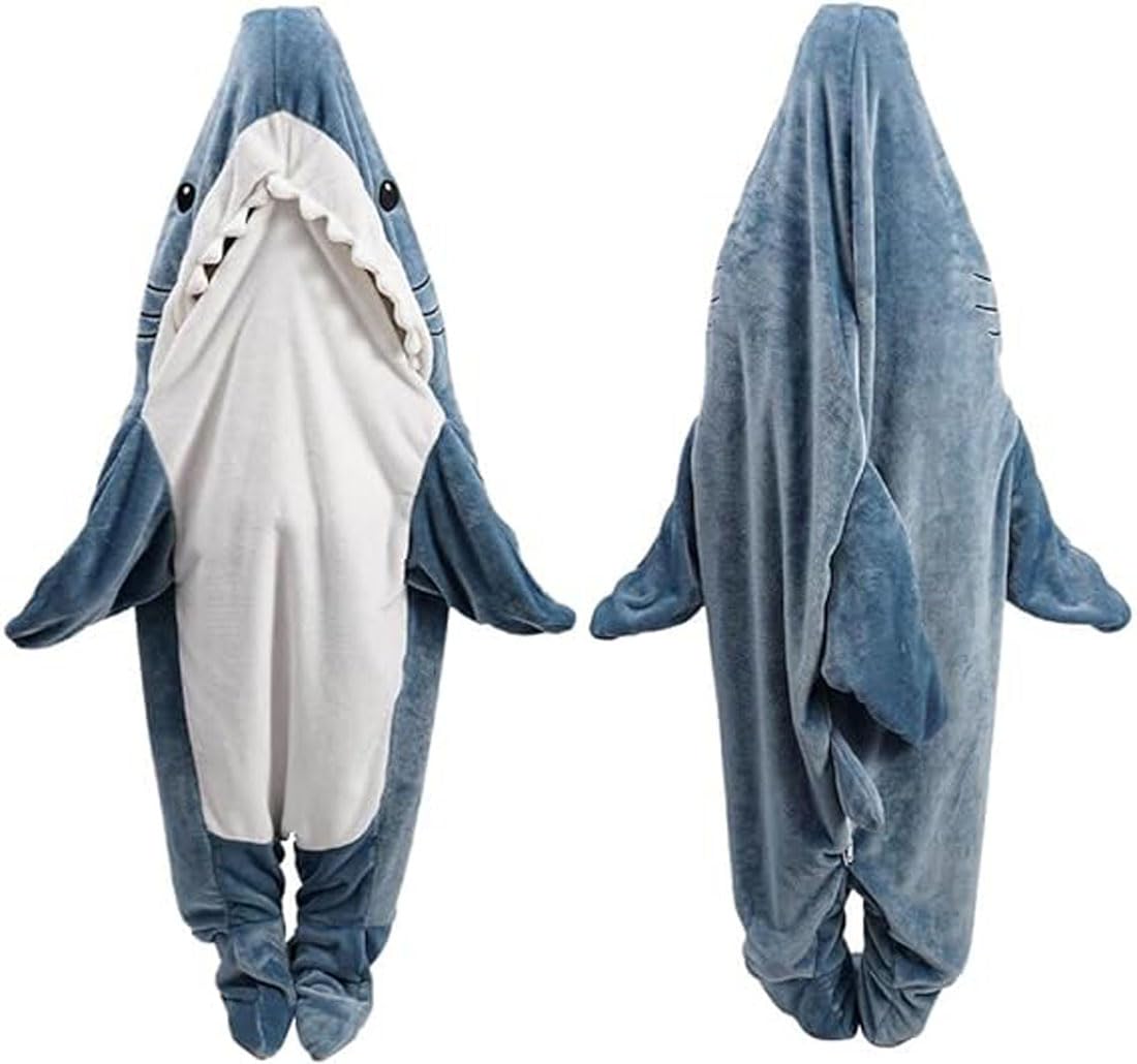 Shark Blanket Hoodie Onesie for Women Men,Wearable Shark Blanket,Soft Cozy Shark Sleeping Bag, Shark Onesie Halloween Xmas Cosplay Costume - Image 2