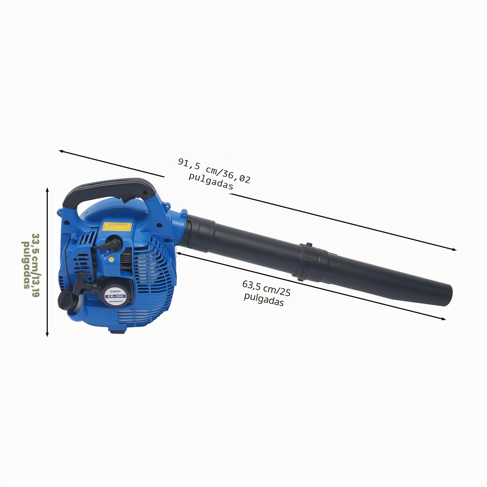 Soplador de hojas de gasolina de 25,4 cc, con 2 tubos de soplado, motor refrigerado por aire de 2 tiempos, 750 W, soplador de hojas portátil, aspirador de hojas de gasolina, soplador de gas