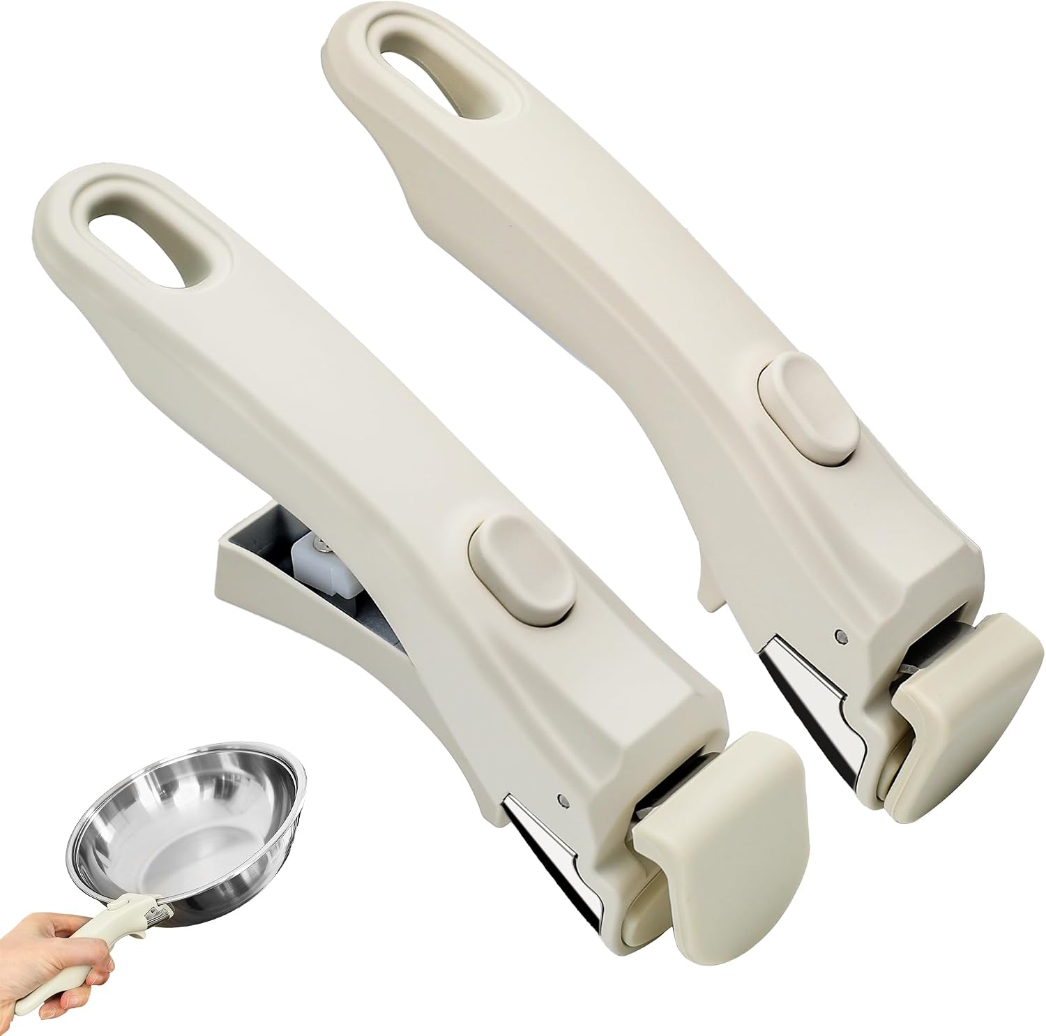 Removable Pot Handle 2PCS, Detachable Replacement Handle for Pots and Pans, Universal Replacement Compatible with Most Cookware, Durable and Heat-Resistant (White)