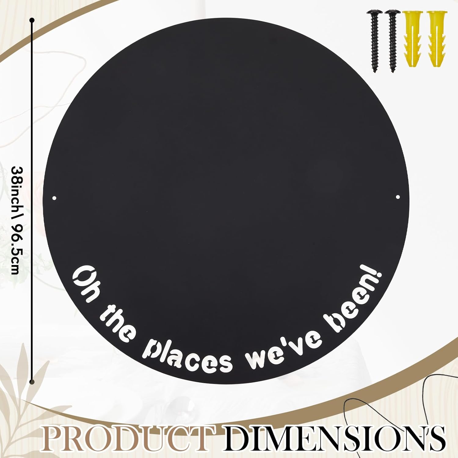 BreezeHug Board for Travel Magnets, 38" Round Metal Magnetic Custom Board for Souvenir Magnets, Photos & Keepsakes, Decorative Travel Memory Wall Art, Heavy-Duty Metal Panel Gift for Travelers