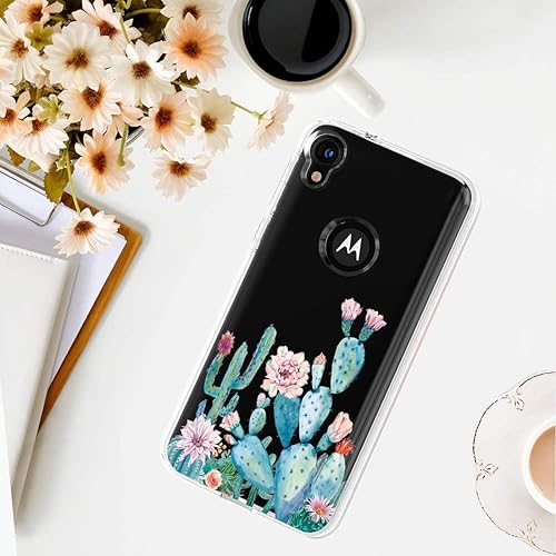 Miniatura 6 de Sidande - Funda para Moto E6, a prueba de golpes, transparente, suave, flexible, TPU delgada, funda para Motorola Moto E6 (2019) (Cactus)