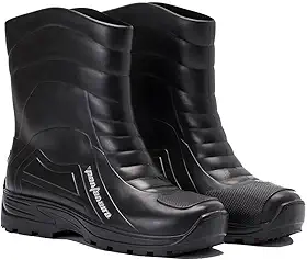 Bota De Pvc Para Chuva Cano Medio Impermeável Preta Pantaneiro Motocilcista Motoqueiro Uso Geral