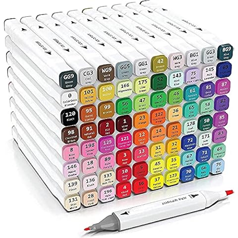 YAWAHOME Marker pens 80 Colours, Art Markers for Drawing Sketching Coloring Artist Pens and Underlining, Illustration Painting Card Making, for Students Manga Artists Sketch Permanent Marker Pen Set Cover