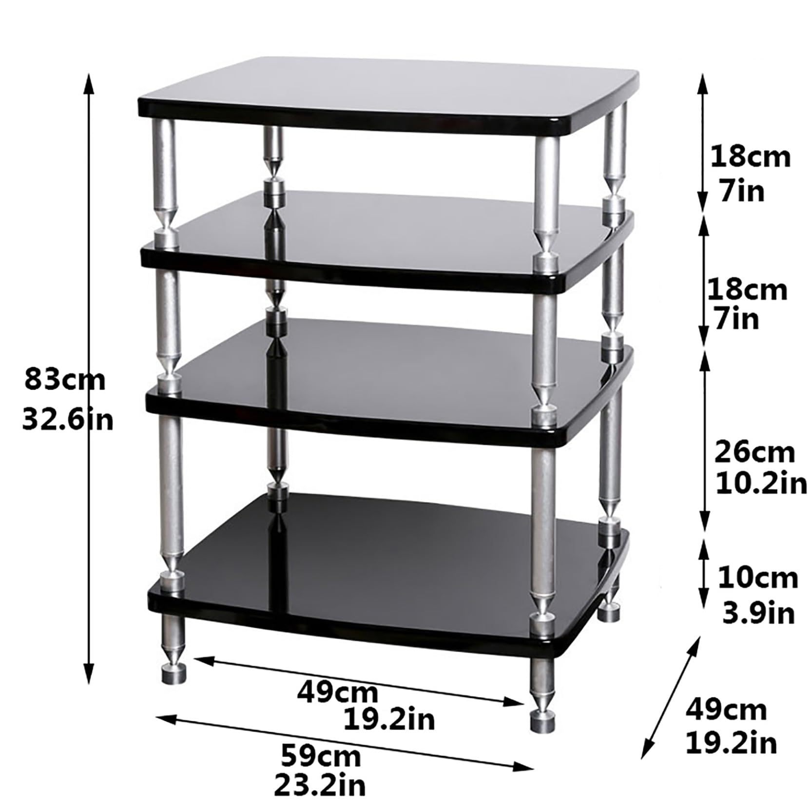 Ste nd - Estante esquinero para consola giratoria con estantes AV Ma Tower o Rack (59 x 49 x 83 cm), perfecto para cine en casa