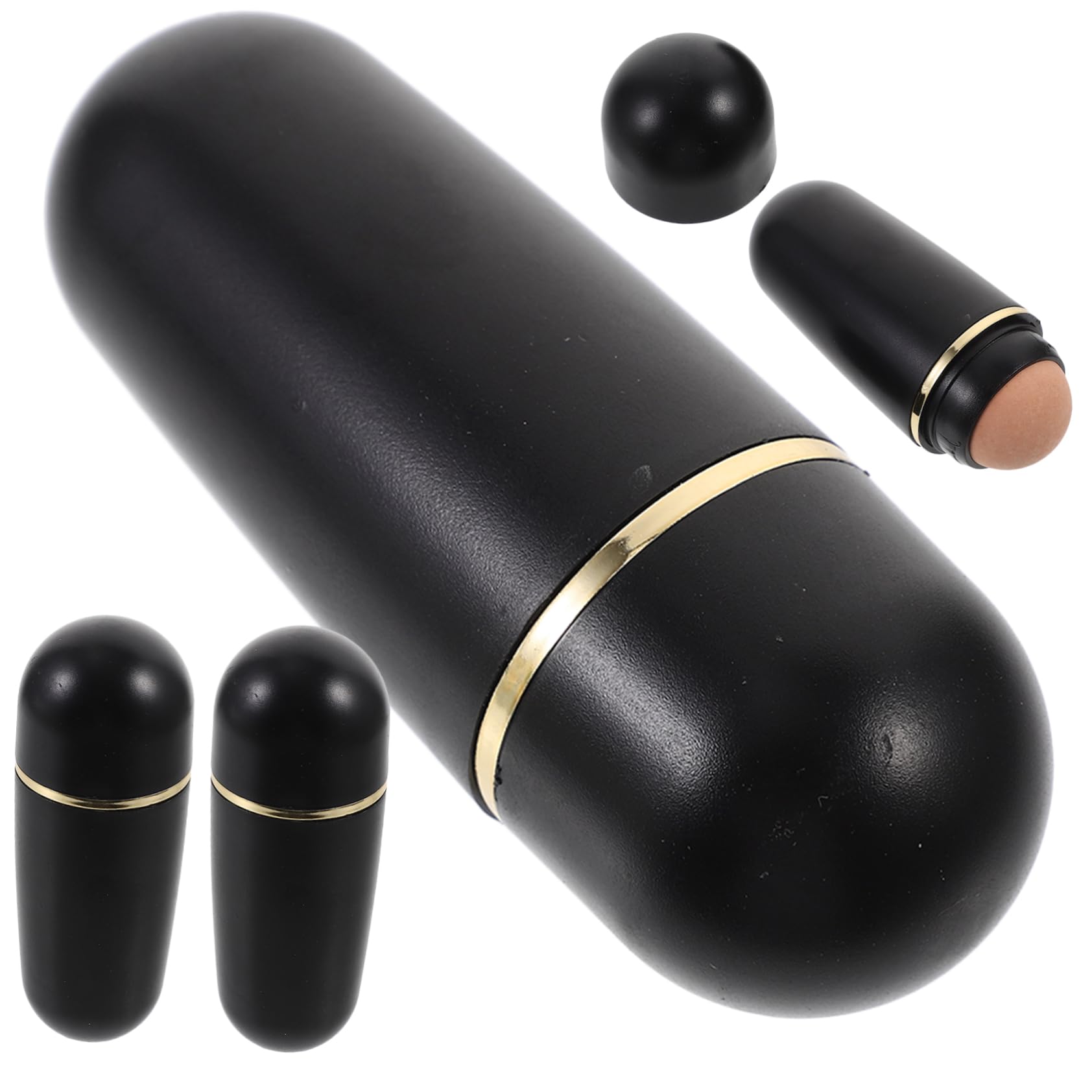 Beatifufu 4pcs Volcanic Stone Oil Absorbing Face Mutitool Roller - Oil & Water Absorbing, Portable, Durable, Beige