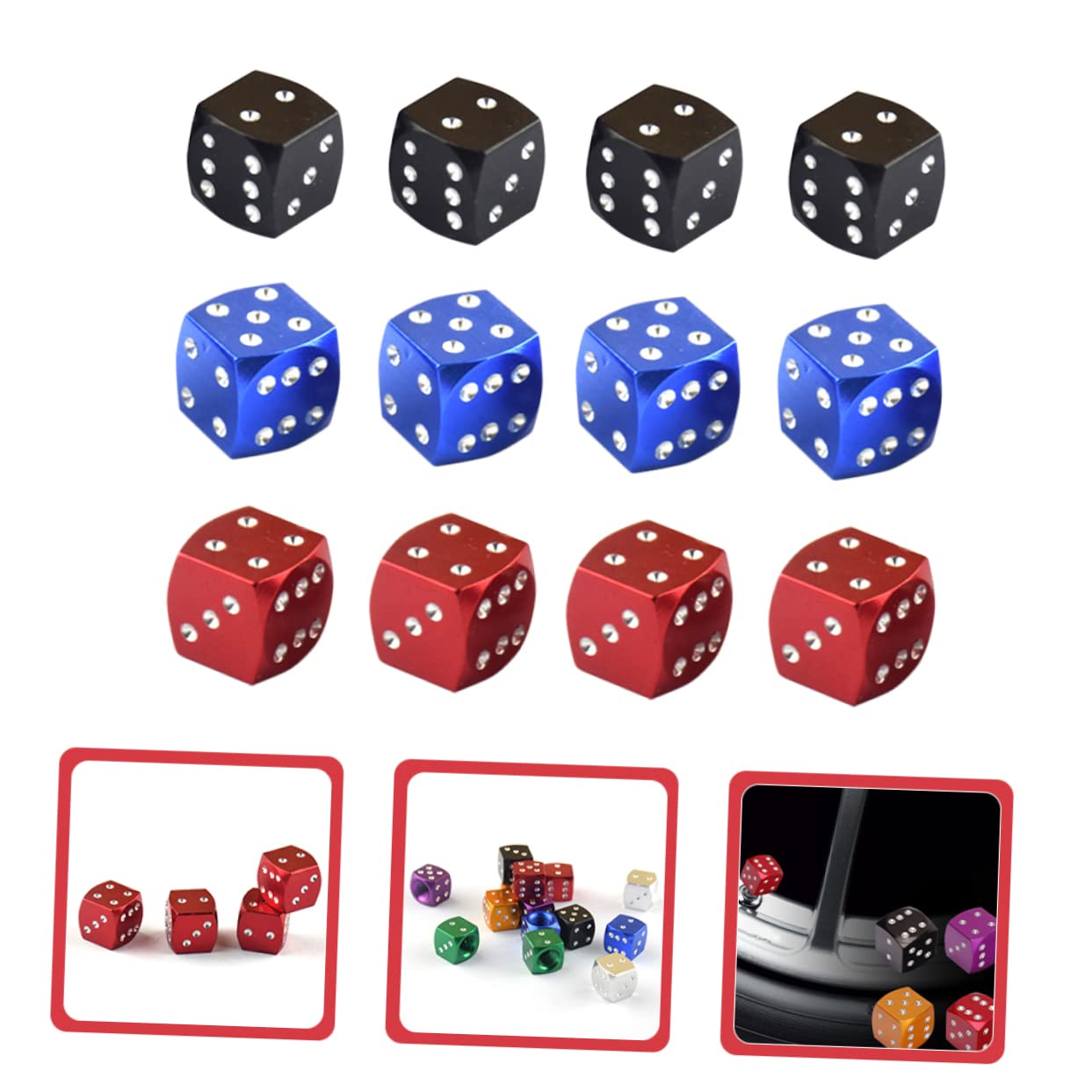 TOPBATHY 5 Series Tapa De Válvula Dice Accesorios para Neumáticos De Coche Tapas De Vástago De Válvula De Neumático Dice Tapas De Vástago De Válvula De Neumático De 12 Piezas x 5
