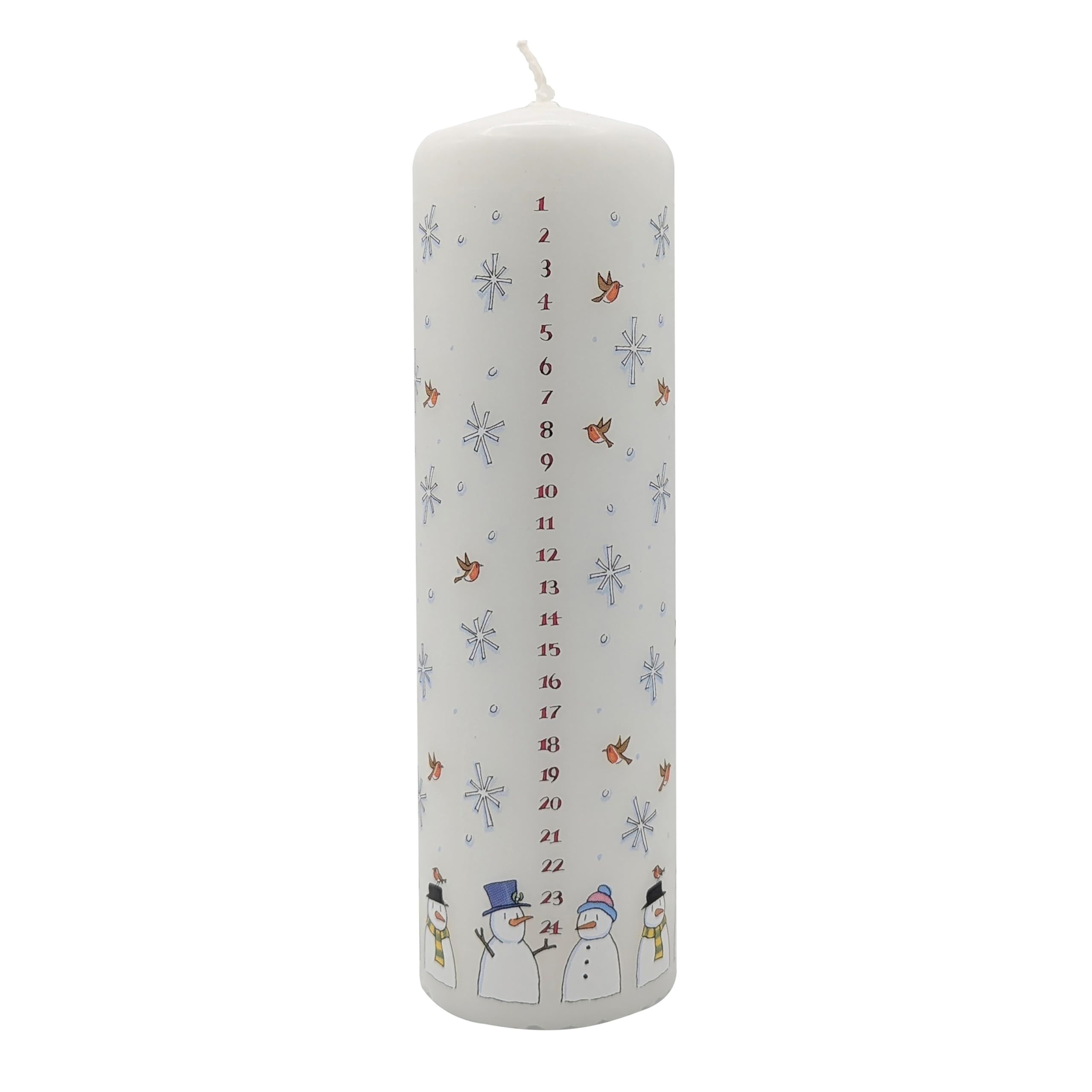 Alison Gardiner Multi-Colored Snowmen Advent Pillar Candle – Unscented Wax Christmas Countdown, 70Hr Burn, Handmade In Uk – Festive Candle For Table, Mantelpiece & Seasonal Décor