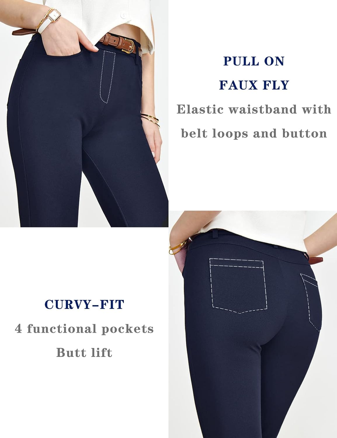 Tapata Women's Dress Pants 28"/30"/32"/34" Stretchy Bootcut Slacks with Pockets Tall, Petite, for Office Work Business - Image 4