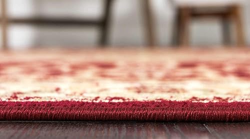 Miniatura 4 de Unique Loom - Alfombra clásica tradicional, colección Versalles, Polipropileno, Rojomarfil