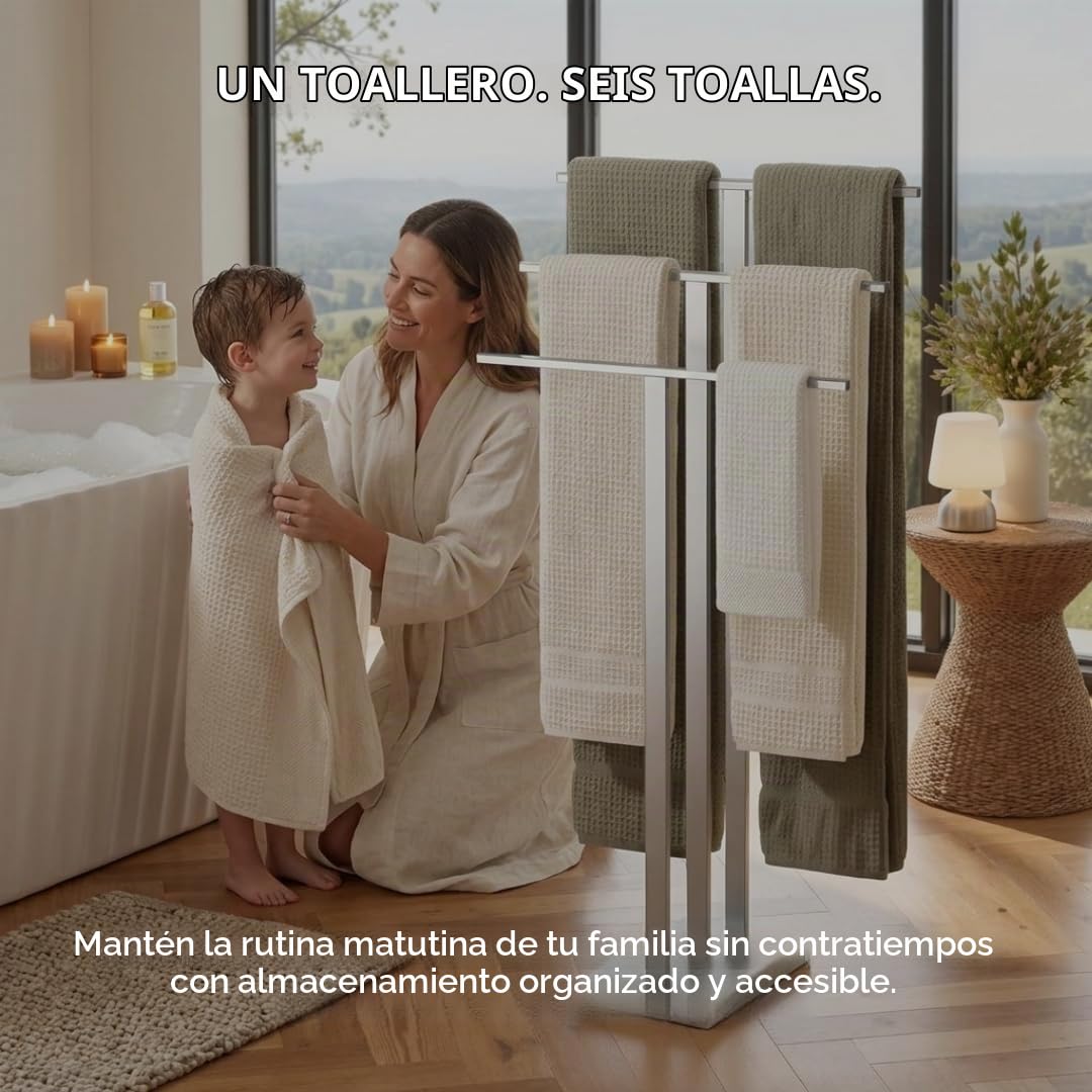 KES Toallero de Pie con Base de Mármol Toalleros de Baño 3 Niveles Barra Toallas Baño Toallero Acero Inoxidable Toallero de Barra Acabado Cepillado, BTH217S3-2