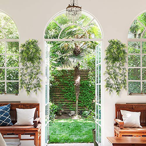 2Pcs Artificial Plants Garlands Bamboo Hanging Vines For Home Office Wall Indoor Outside Hanging Basket Decor #TOP7