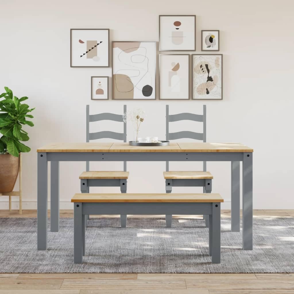 Banco de madera de pino macizo, 105 x 30 x 45 cm, para comedor, color gris, para cocina y pasillo, resistente banco de madera con aspecto rústico, soporta hasta 110 kg