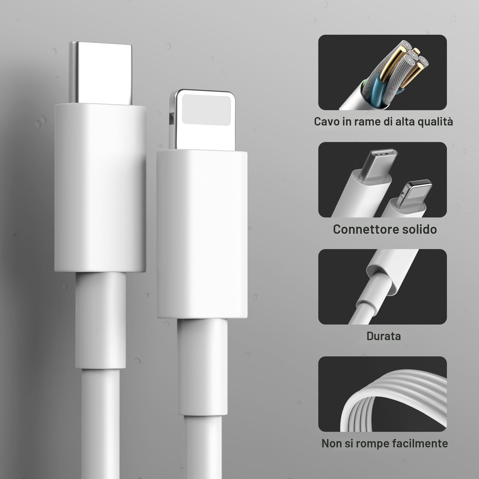 Caricatore iPhone 14/14 Pro/14 Pro Max/14 Plus/13/12/11/XS/XR/X/SE USB C Rapido 2M Cavo
